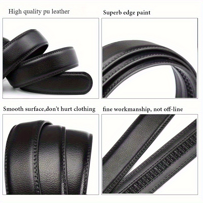 Men's Initial Belt with Automatic Buckle, Faux Leather - Large Size